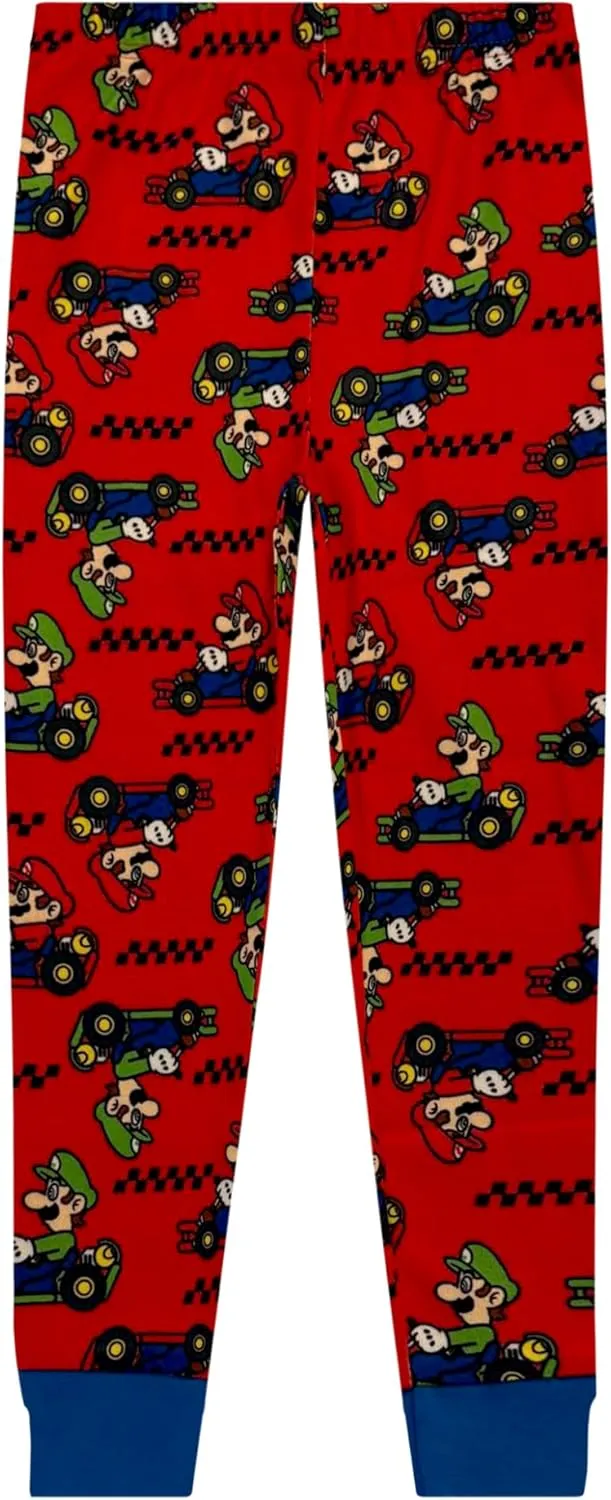 Super Mario 4 Piece Pajama Set - Boys PJs with Short Sleeve Shirt, Shorts & Pants - Kids Sleepwear Set - Official License
