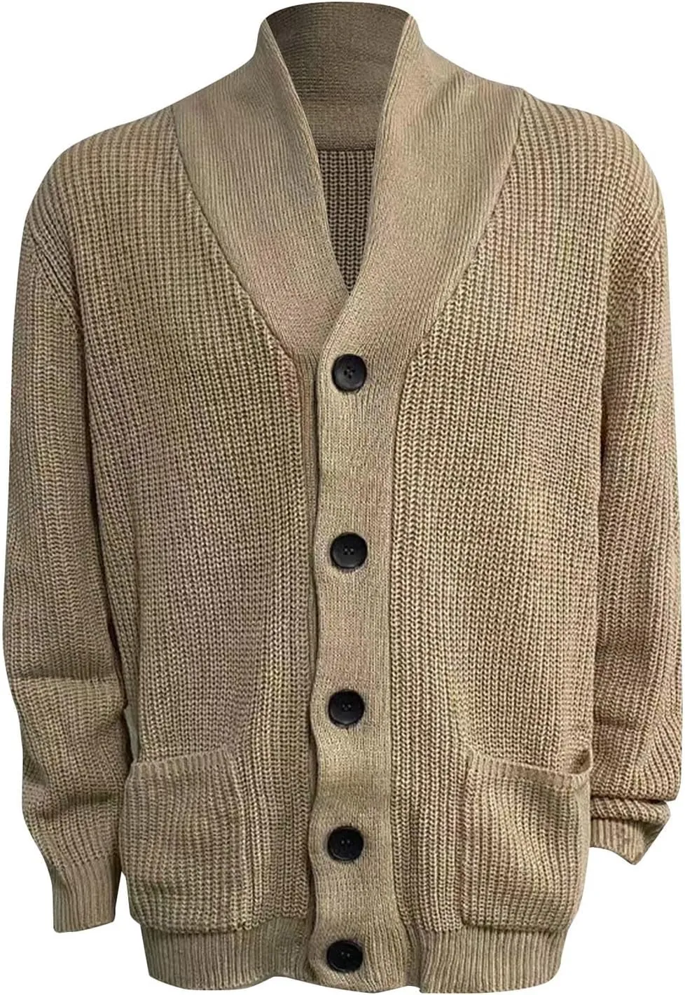 Sweaters For Mens Shawl Collar Cardigan Sweaters Knit Button Down Chunky with Pockets Slim fit Casual Thick Sweaters