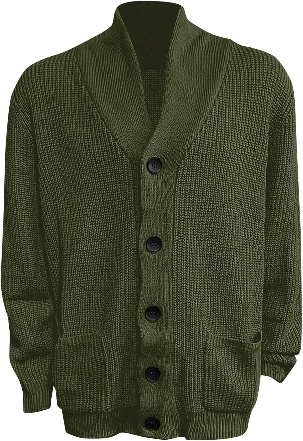 Sweaters For Mens Shawl Collar Cardigan Sweaters Knit Button Down Chunky with Pockets Slim fit Casual Thick Sweaters