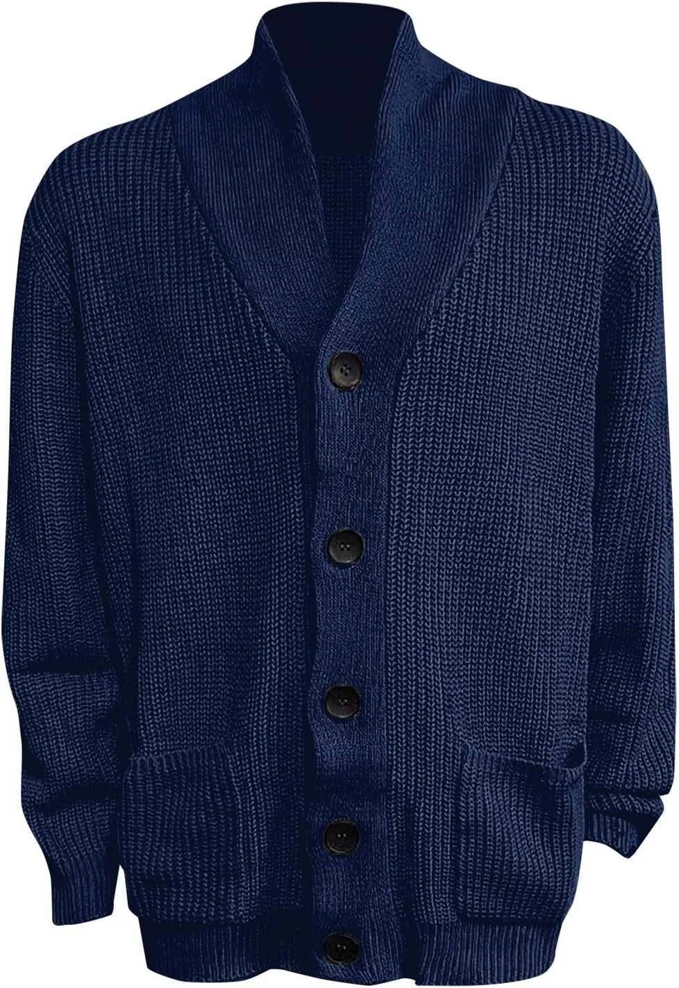 Sweaters For Mens Shawl Collar Cardigan Sweaters Knit Button Down Chunky with Pockets Slim fit Casual Thick Sweaters
