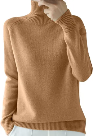 Sweaters for Women Turtleneck Long Sleeve Shirts Warm Ribbed Knit Chunky Pullover Oversized Loose Fit Tops 2024