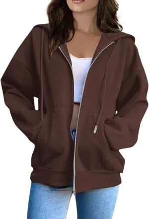Sweatshirts for Women Womens Fashion Women Zip Up Hoodies Oversized Sweatshirts Casual 2024 Fall Jacket with Pockets