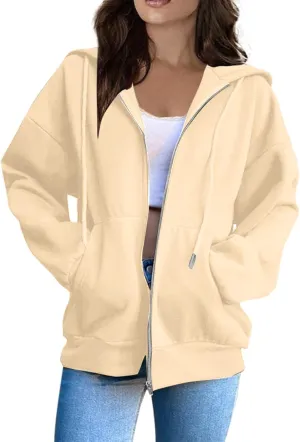 Sweatshirts for Women Womens Fashion Women Zip Up Hoodies Oversized Sweatshirts Casual 2024 Fall Jacket with Pockets