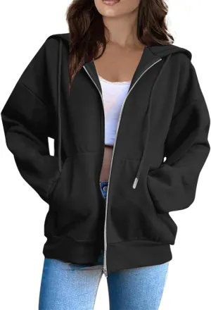 Sweatshirts for Women Womens Fashion Women Zip Up Hoodies Oversized Sweatshirts Casual 2024 Fall Jacket with Pockets