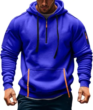 Tactical Hoodies for Men Quarter Zip Pullover Men Vintage Workout Outfits with Pockets Military Sweatshirt