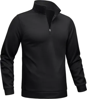 TACVASEN Men's Quarter Zip Pullover Sweatshirts Lightweight Fleece Lined Thermal Sweatshirts 1/4 Zip Golf Sweaters