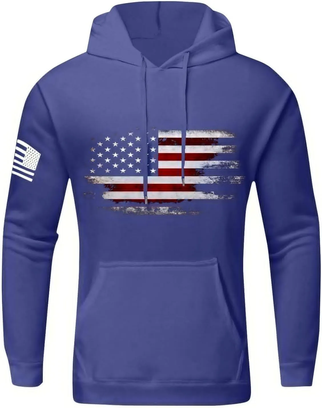 Thatrich Pullover Sweatshirt for Men Fleece Hoodie with USA Flag Print Casual Long Sleeve Shirts Trendy Sweatshirt Joggings