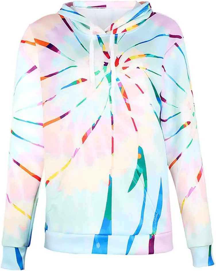 Tie Dye Hoodies for Women Oversized Casual Sweatshirts Long Sleeve Slouchy Trendy Pullover Tops with Pockets