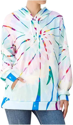 Tie Dye Hoodies for Women Oversized Casual Sweatshirts Long Sleeve Slouchy Trendy Pullover Tops with Pockets