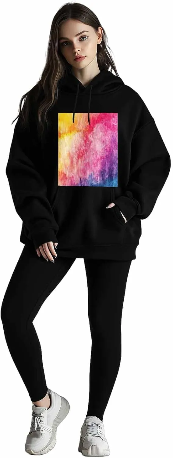 Tie Dye Oversized Sweatshirt Hoodies for Women, Watercolor Womens Long Sleeve Tops, Casual Graphic Hoodies Pullover