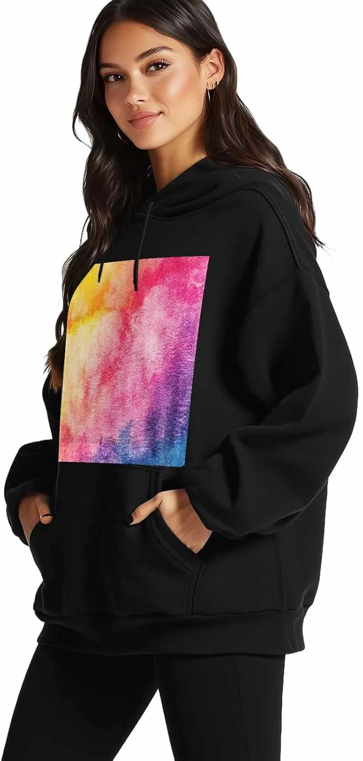 Tie Dye Oversized Sweatshirt Hoodies for Women, Watercolor Womens Long Sleeve Tops, Casual Graphic Hoodies Pullover