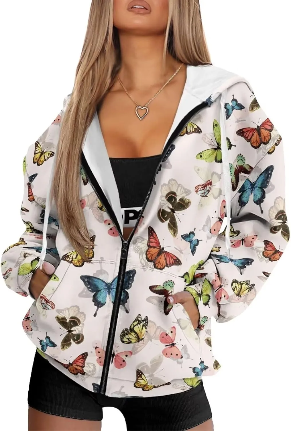 TODIYADDU Trendy Sweatshirts Womens Oversized Hoodies Fashion Zip Up Hooded with Pockets Casual Long Sleeve Pullover Hoodies