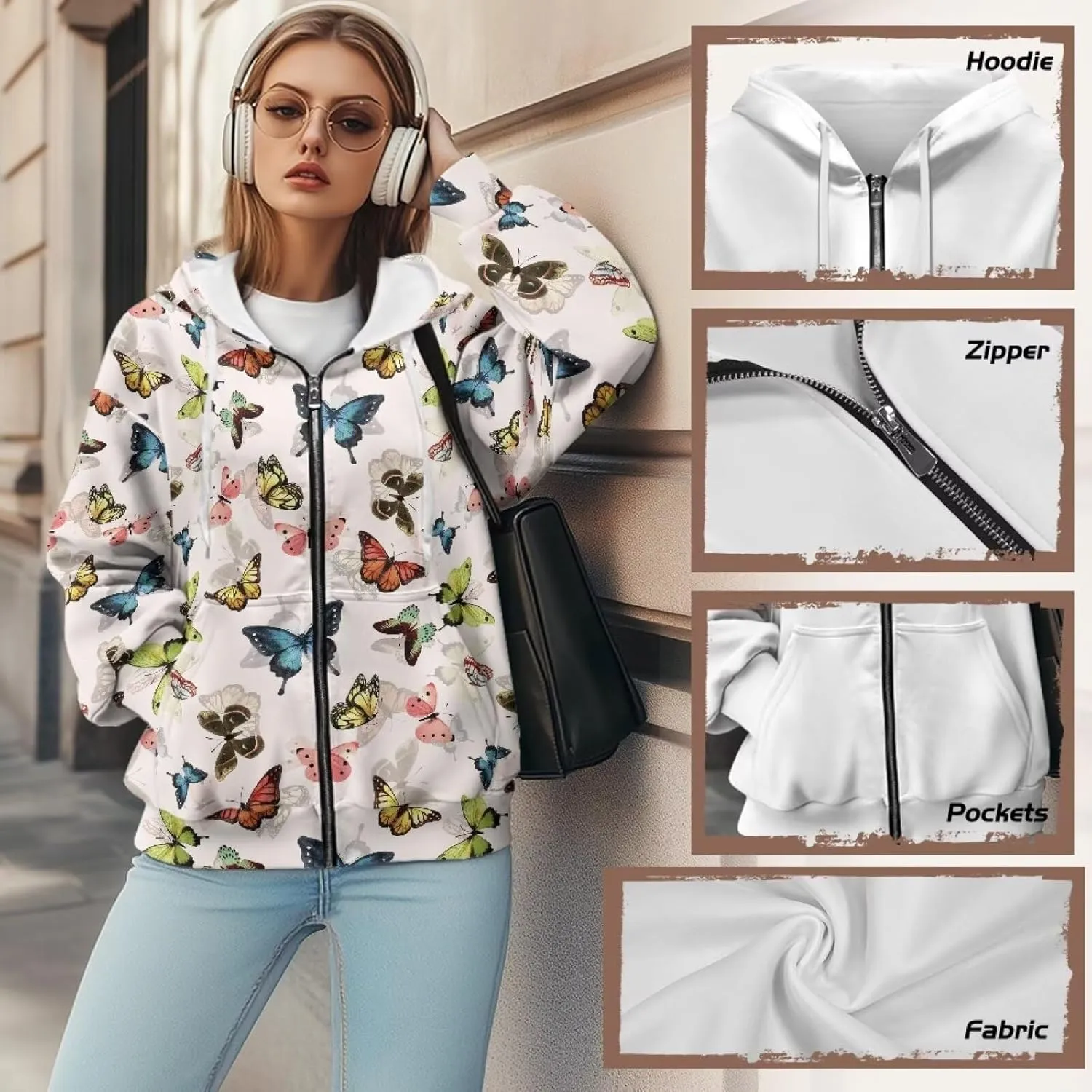 TODIYADDU Trendy Sweatshirts Womens Oversized Hoodies Fashion Zip Up Hooded with Pockets Casual Long Sleeve Pullover Hoodies