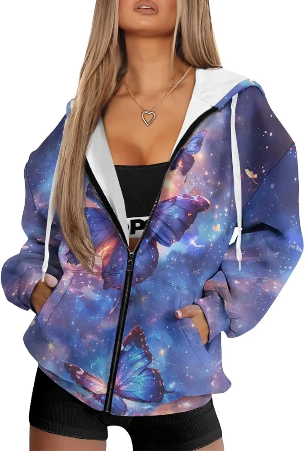 TODIYADDU Trendy Sweatshirts Womens Oversized Hoodies Fashion Zip Up Hooded with Pockets Casual Long Sleeve Pullover Hoodies
