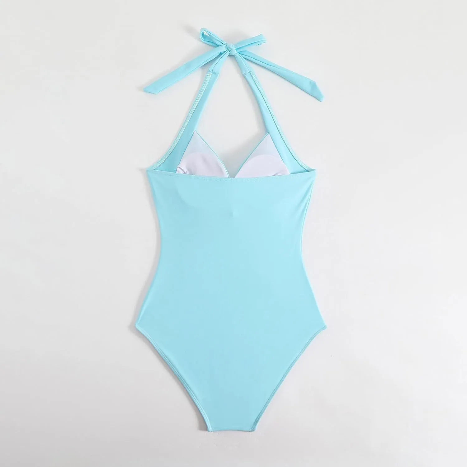 TUQIDEWU Swimsuits for Women 2025 Womens Bathing Suits Tummy Control V Neck Front Cross Backless One Piece Ruched Swimsuit