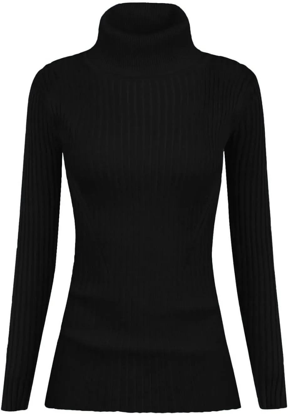 Turtleneck Ribbed Sweaters for Women Lightweight Long Sleeve Pullover Sweater Thermal Slim Fitted Basic Fall Tops