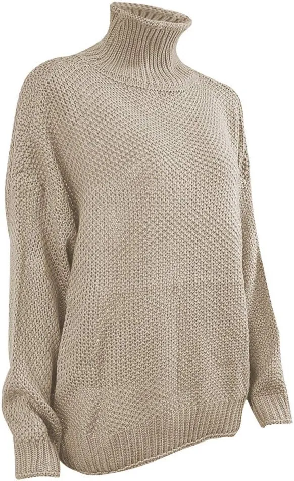 Turtleneck Sweater Women Oversized Knit Sweater Vintage Pullover Sweater Chunky Jumper Top Winter Casual Tunic Top