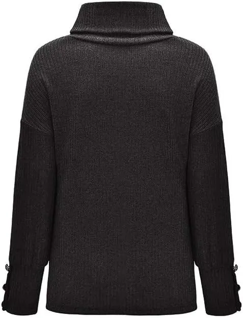 Turtleneck Sweater Women Oversized Solid Knit Sweater Crewneck Striped Sweater Cute Y2K Sweater Winter Pullover Sweater Tops