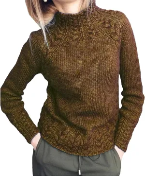 Turtleneck Sweater Women Vintage Cable Knitted Sweaters Long Sleeve Casual Pullover Sweaters