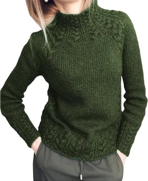 Turtleneck Sweater Women Vintage Cable Knitted Sweaters Long Sleeve Casual Pullover Sweaters
