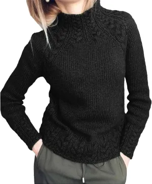 Turtleneck Sweater Women Vintage Cable Knitted Sweaters Long Sleeve Casual Pullover Sweaters