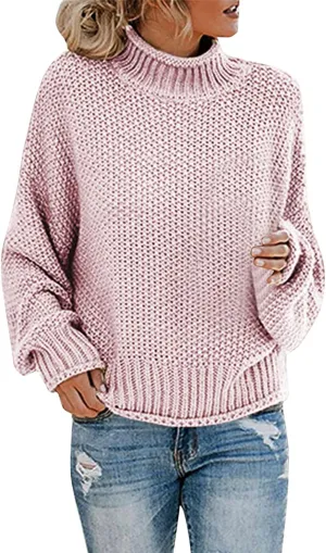 Turtleneck Sweaters for Women Oversized Sweaters Ribbed Knit Sweater Winter Tunic Sweater Cute Sweaters Jumper Tops