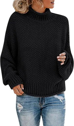 Turtleneck Sweaters for Women Oversized Sweaters Ribbed Knit Sweater Winter Tunic Sweater Cute Sweaters Jumper Tops
