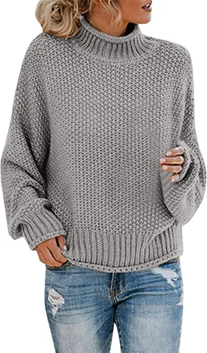 Turtleneck Sweaters for Women Oversized Sweaters Ribbed Knit Sweater Winter Tunic Sweater Cute Sweaters Jumper Tops