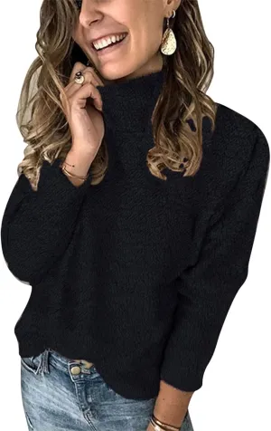 Turtleneck Sweaters for Women Oversized Sweaters Ribbed Knitted Sweater Winter Tunic Sweater Y2K Sweaters Jumper Tops