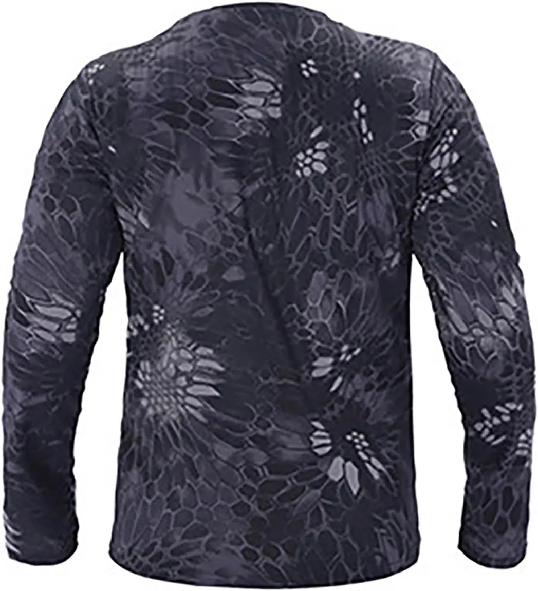 UV Shirts for Men Lightweight Camo Sun Protection Shirts UPF 50   Long Sleeve Outdoor T-Shirts Crewneck Quick Dry Tees