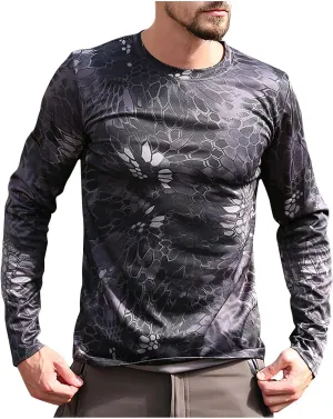 UV Shirts for Men Lightweight Camo Sun Protection Shirts UPF 50   Long Sleeve Outdoor T-Shirts Crewneck Quick Dry Tees