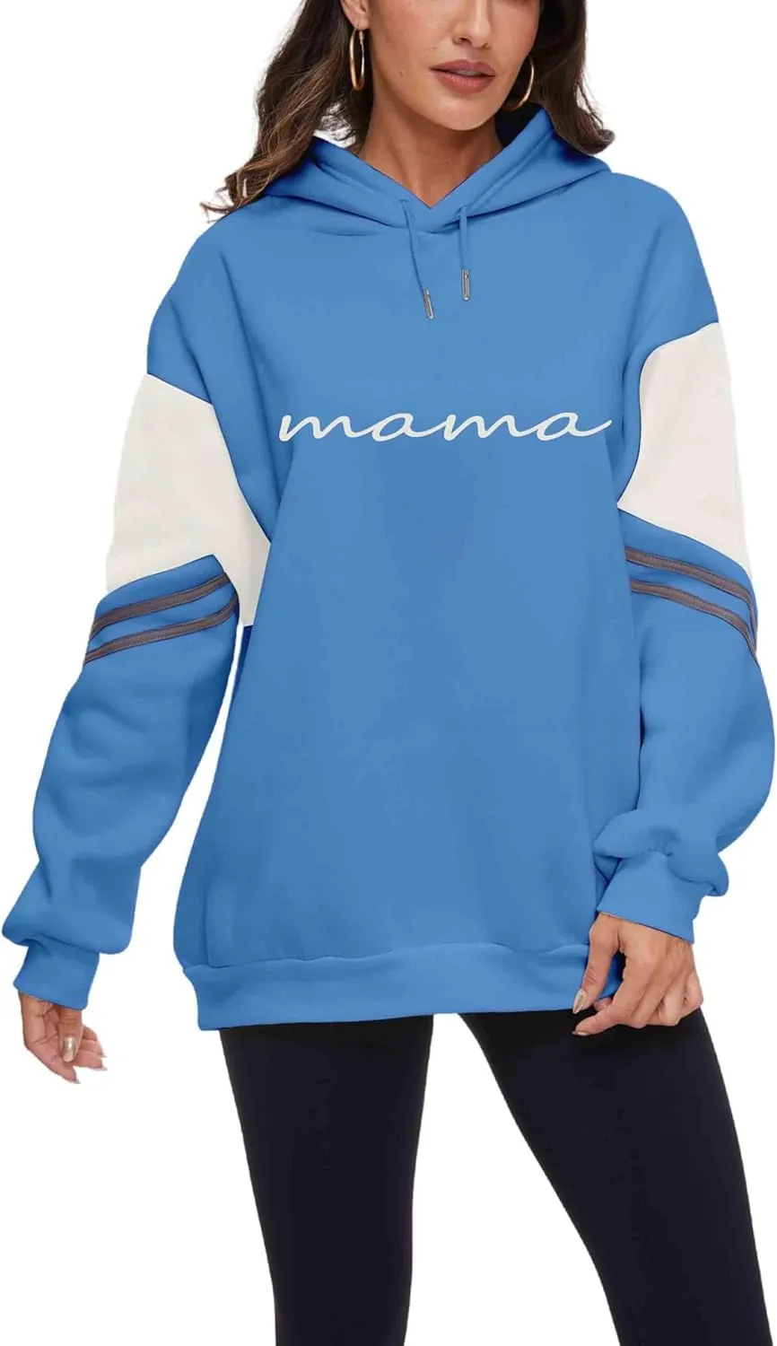 Vivimeng Mama Hoodies for Women Oversized Long Sleeve Sweatshirt In My Mama Era Casual Pullovers Tops S-XXL