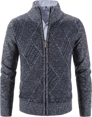 VtuAOL Men's Cardigan Sweaters Casual Full Zip Sweaters Knitted Cardigan with Pockets