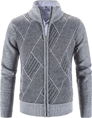 VtuAOL Men's Cardigan Sweaters Casual Full Zip Sweaters Knitted Cardigan with Pockets