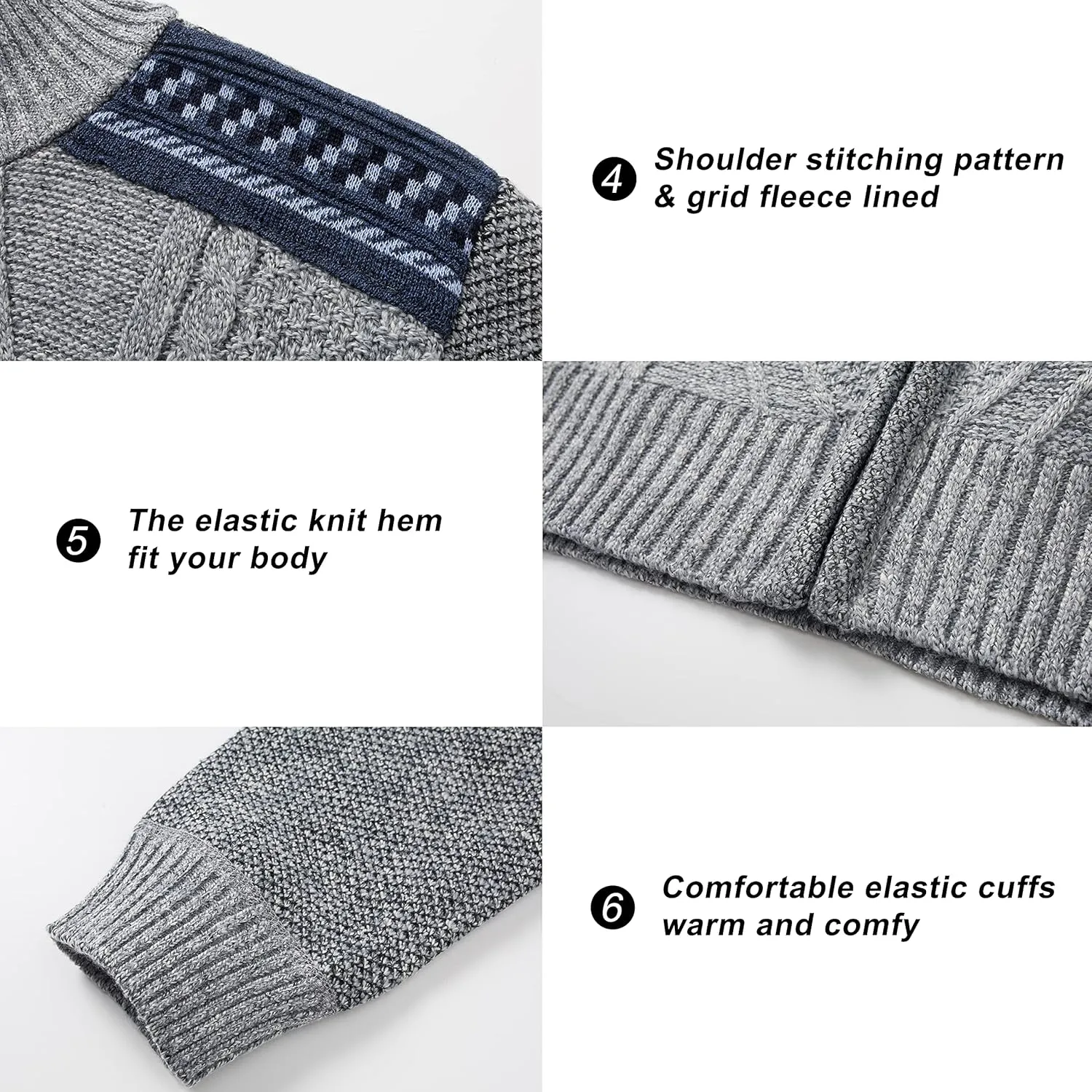 VtuAOL Men's Cardigan Sweaters Casual Full Zip Sweaters Knitted Cardigan with Pockets
