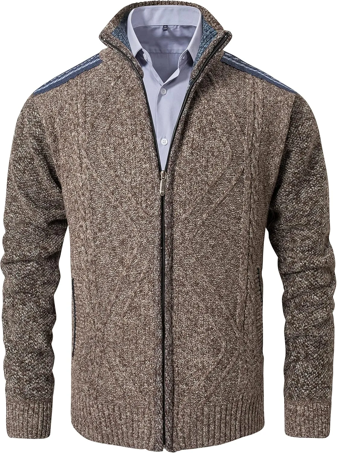 VtuAOL Men's Cardigan Sweaters Casual Full Zip Sweaters Knitted Cardigan with Pockets