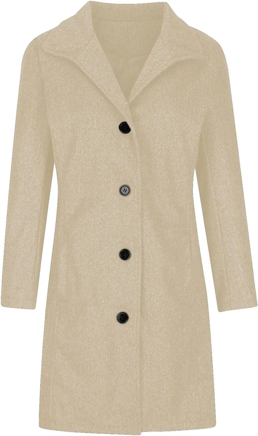 Winter Coats for Women Casual Thicken Wool Blend Stand Collar Single Breasted Pea Coat Long Wool Trench Coat Jackets