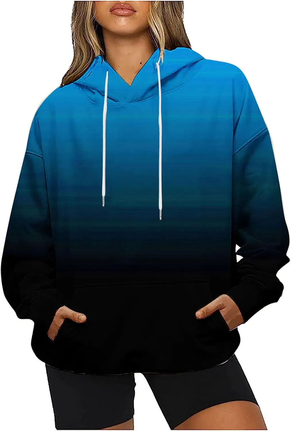 Women 2024 Oversized Sweatshirts Neno Print Drawstring Cute Hoodies Pullover Tops Fall Winter Trendy Clothes