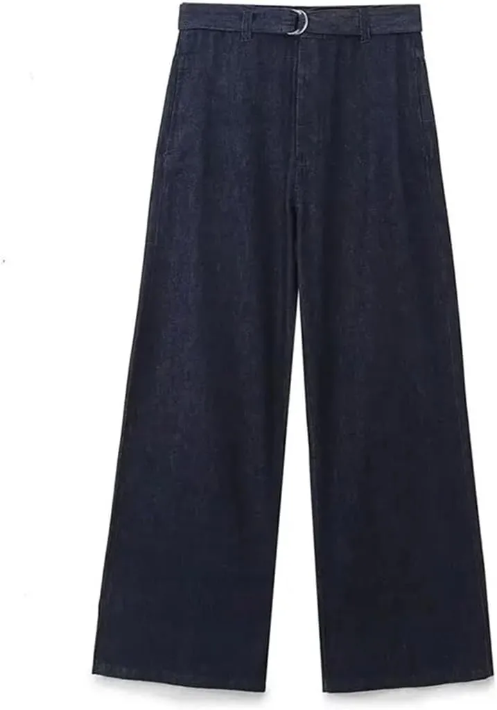 Women Denim Pants Sets Denim Bow Shirt Casual Two Piece Set