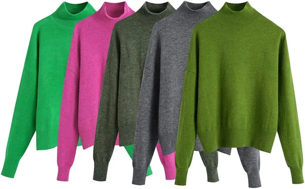 Women GN Turtleneck Knitted Sweater Jumper Female Elegant Oversize Pullovers Chic Tops