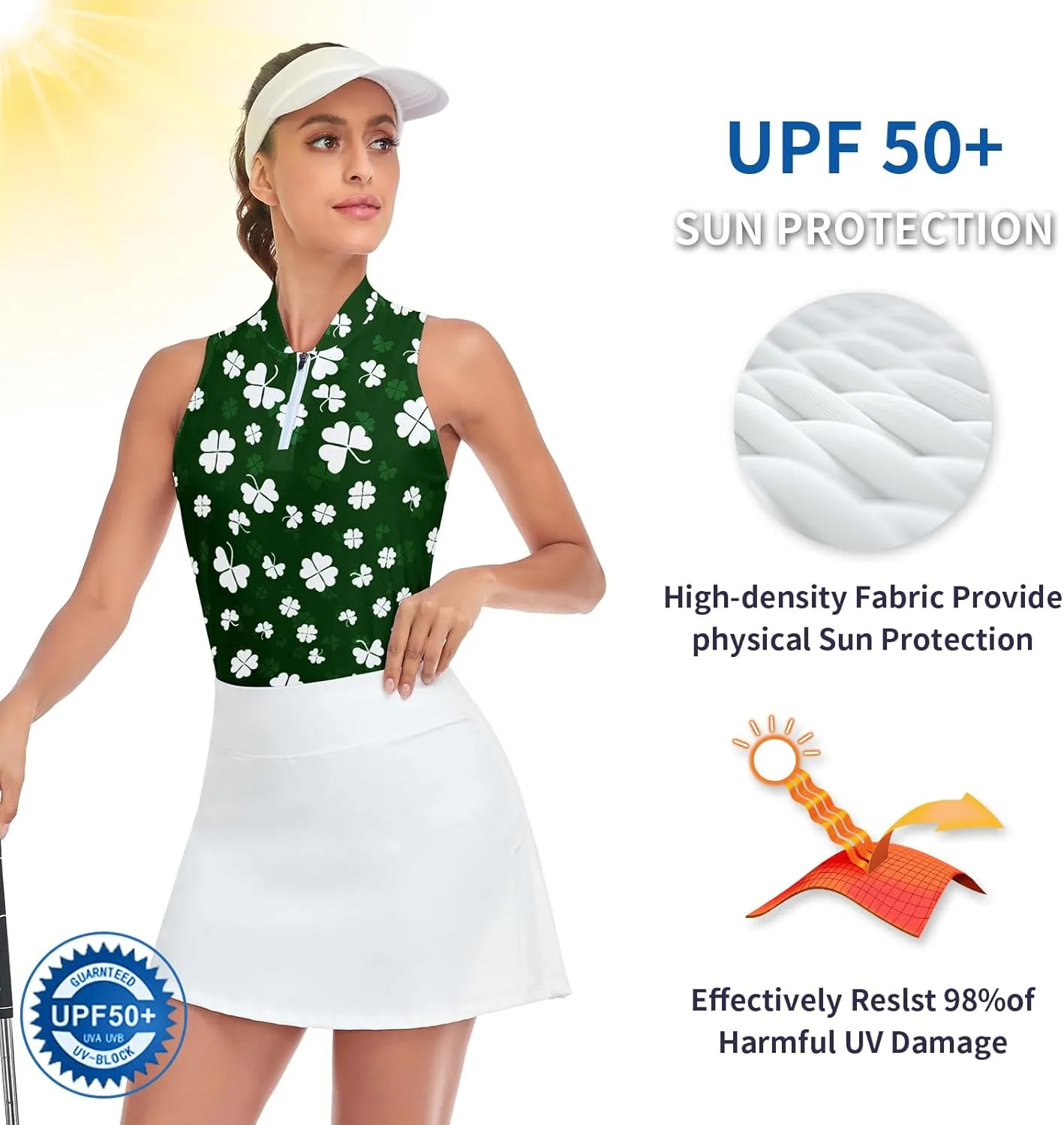 Women Racerback Sleeveless Golf Polo Shirts Collarless Tennis Tops Quick Dry Athletic Tank Tops