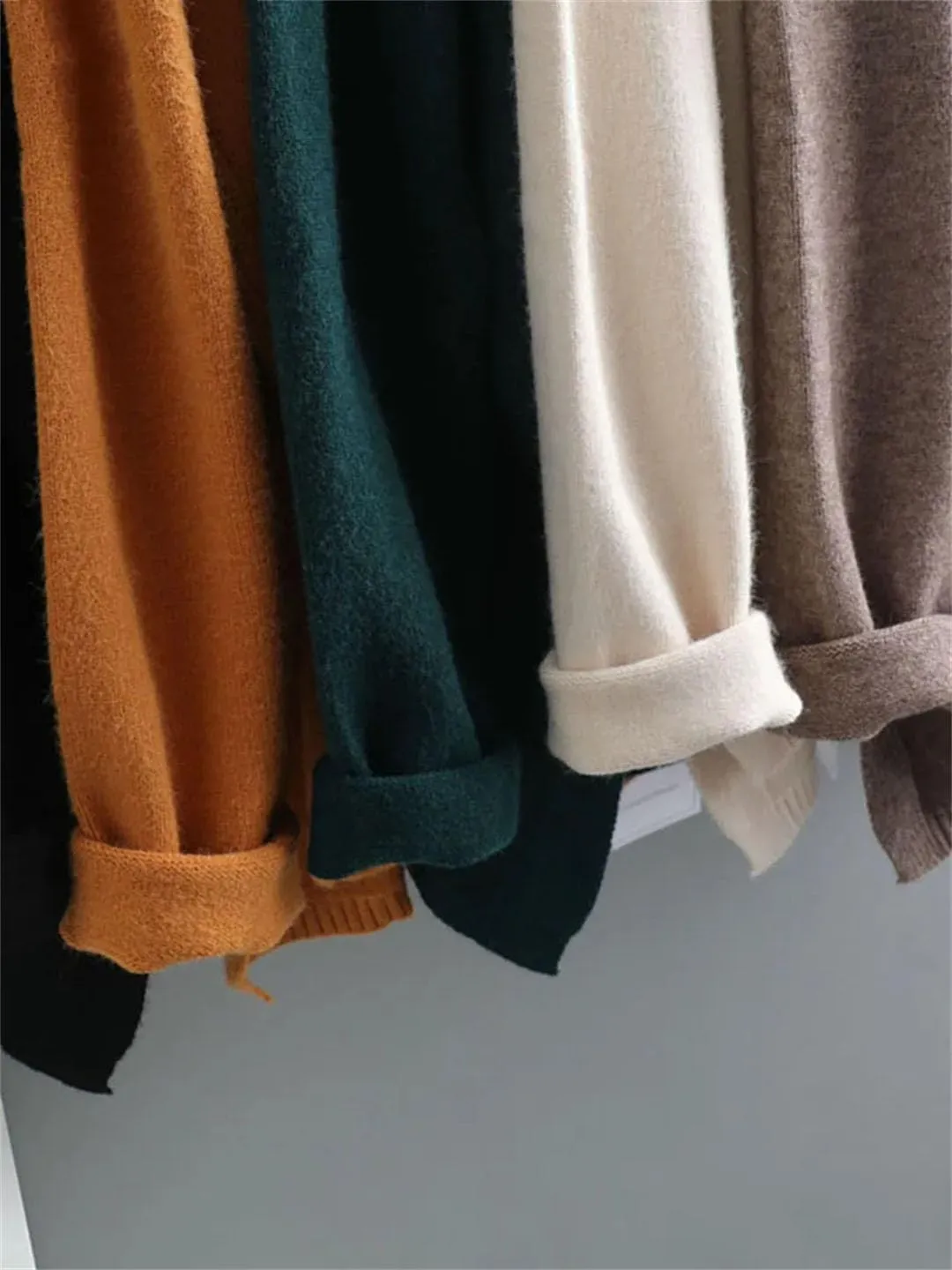 Women Split Side Oversize Sweater Pullovers Loose Cashmere Turtleneck Big Size Sweater Pullover