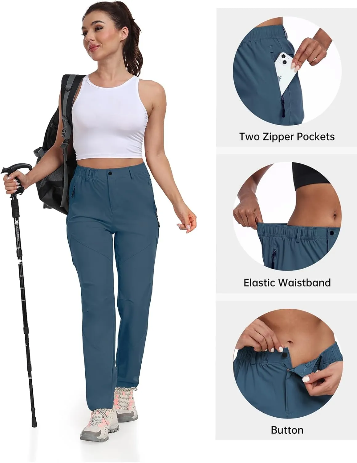 Women Travel Golf Pants 27''/29''/31'' Lightweight Quick Dry Hiking Outdoor Athleisure Pants Water Resistant Lounge Casual