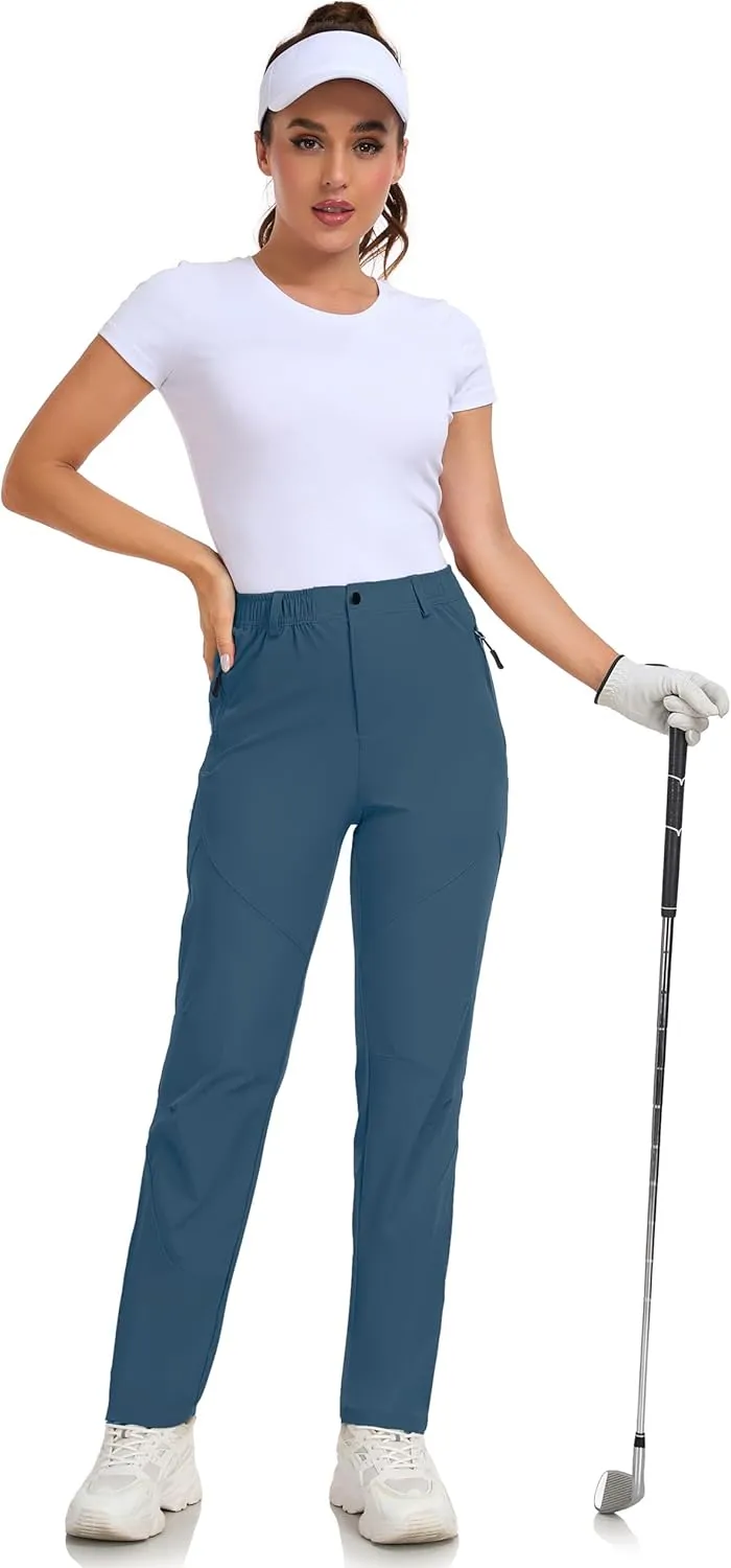 Women Travel Golf Pants 27''/29''/31'' Lightweight Quick Dry Hiking Outdoor Athleisure Pants Water Resistant Lounge Casual