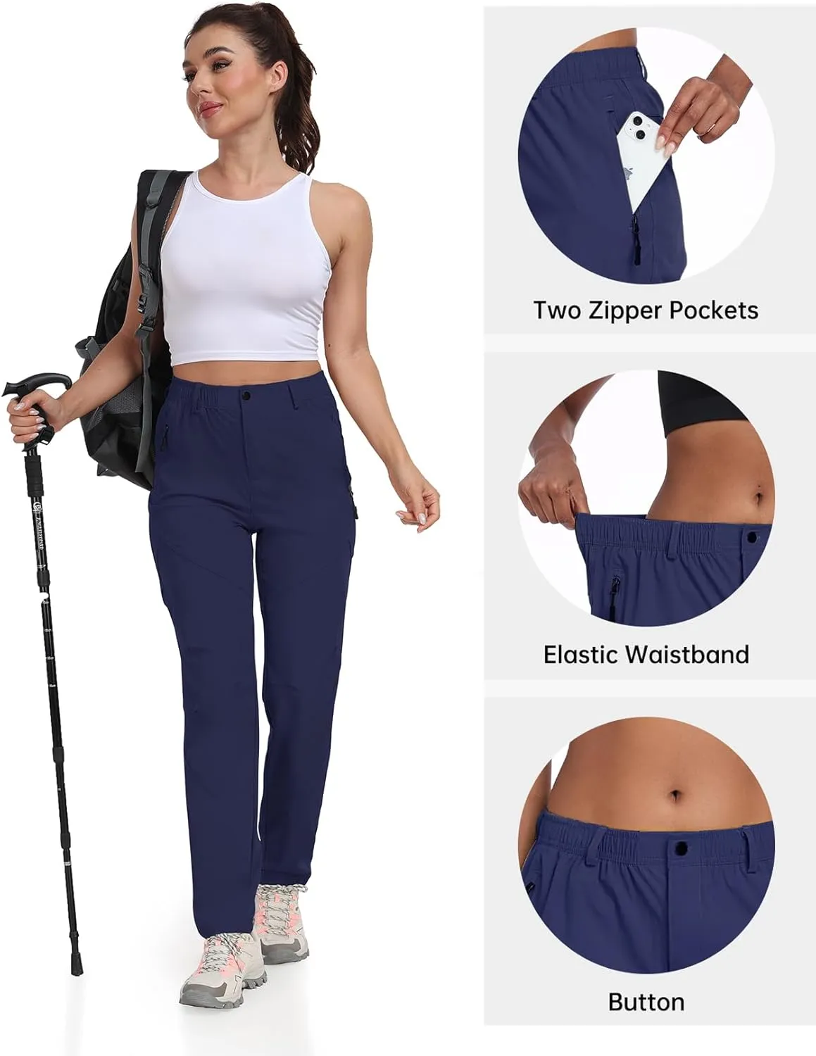 Women Travel Golf Pants 27''/29''/31'' Lightweight Quick Dry Hiking Outdoor Athleisure Pants Water Resistant Lounge Casual