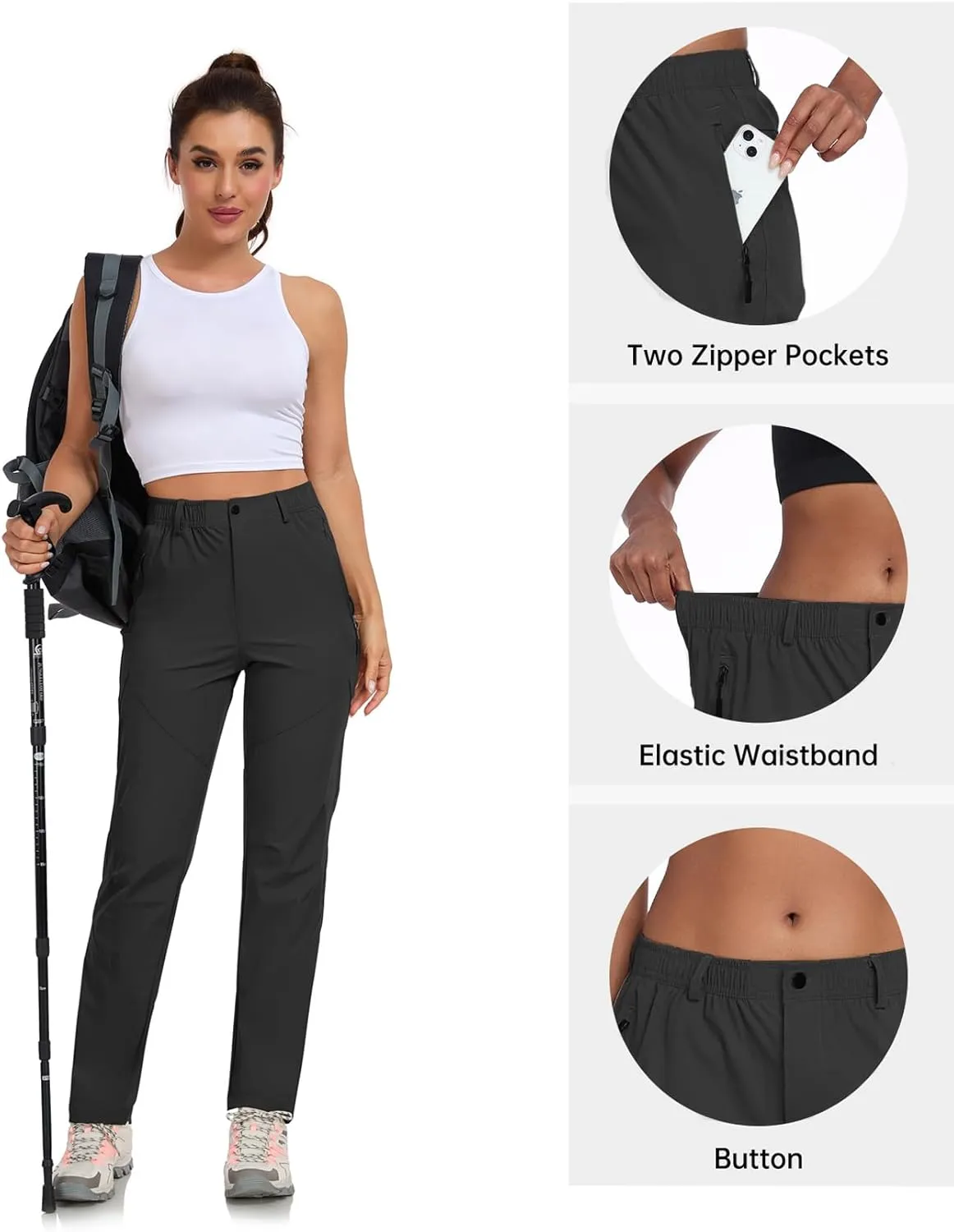 Women Travel Golf Pants 27''/29''/31'' Lightweight Quick Dry Hiking Outdoor Athleisure Pants Water Resistant Lounge Casual