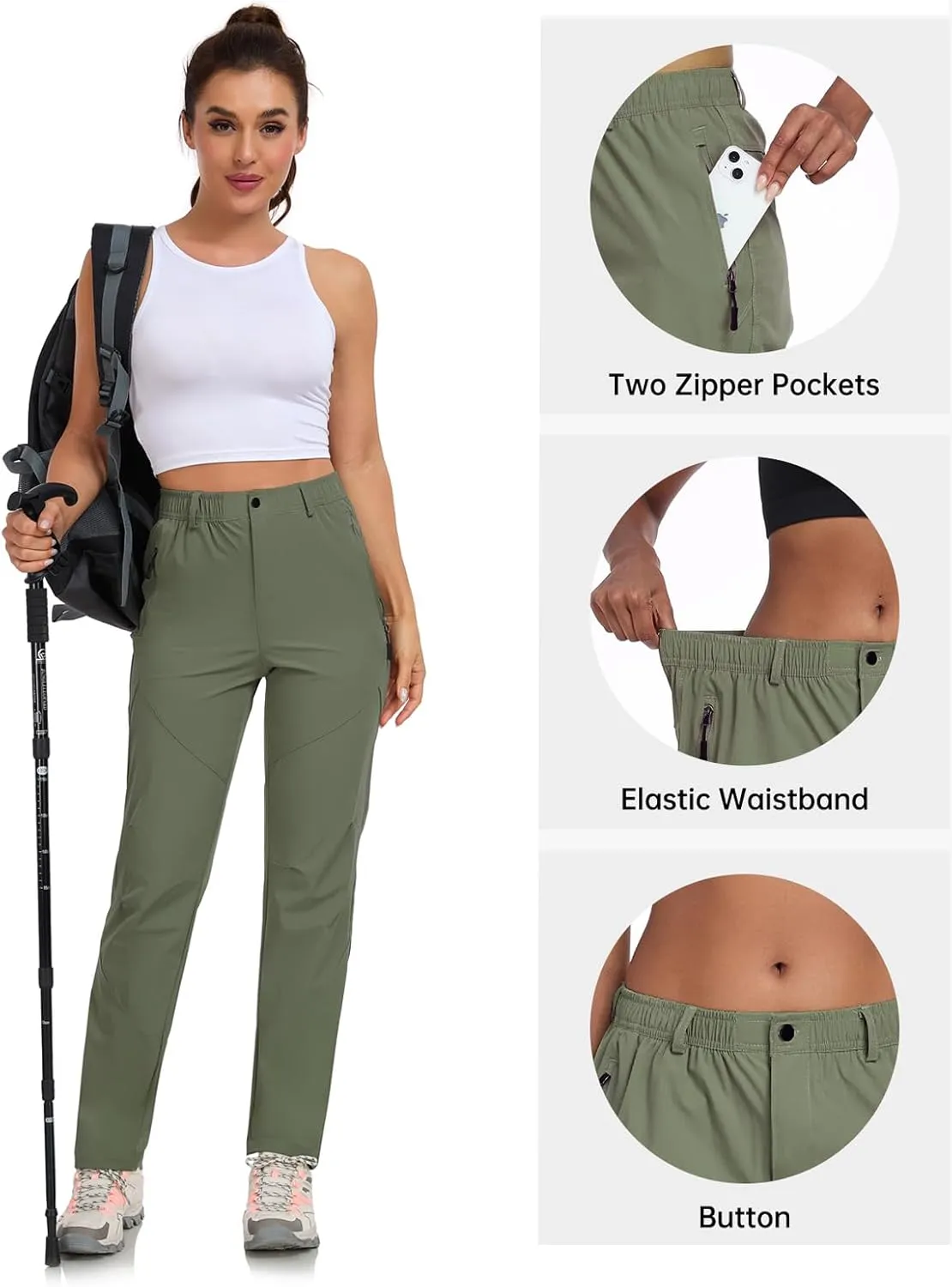 Women Travel Golf Pants 27''/29''/31'' Lightweight Quick Dry Hiking Outdoor Athleisure Pants Water Resistant Lounge Casual