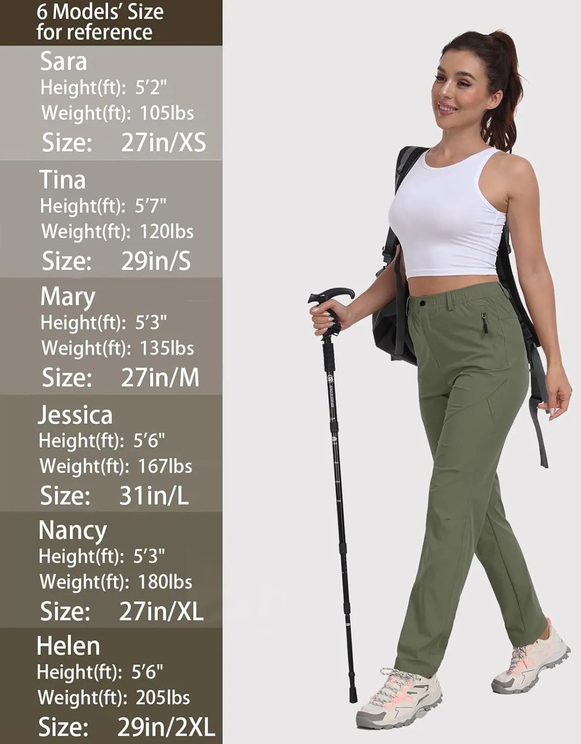 Women Travel Golf Pants 27''/29''/31'' Lightweight Quick Dry Hiking Outdoor Athleisure Pants Water Resistant Lounge Casual