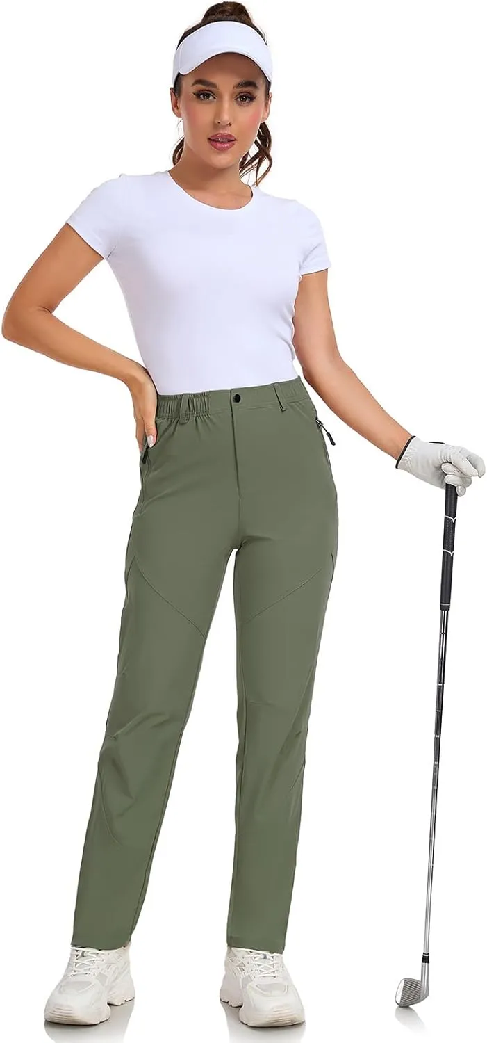Women Travel Golf Pants 27''/29''/31'' Lightweight Quick Dry Hiking Outdoor Athleisure Pants Water Resistant Lounge Casual