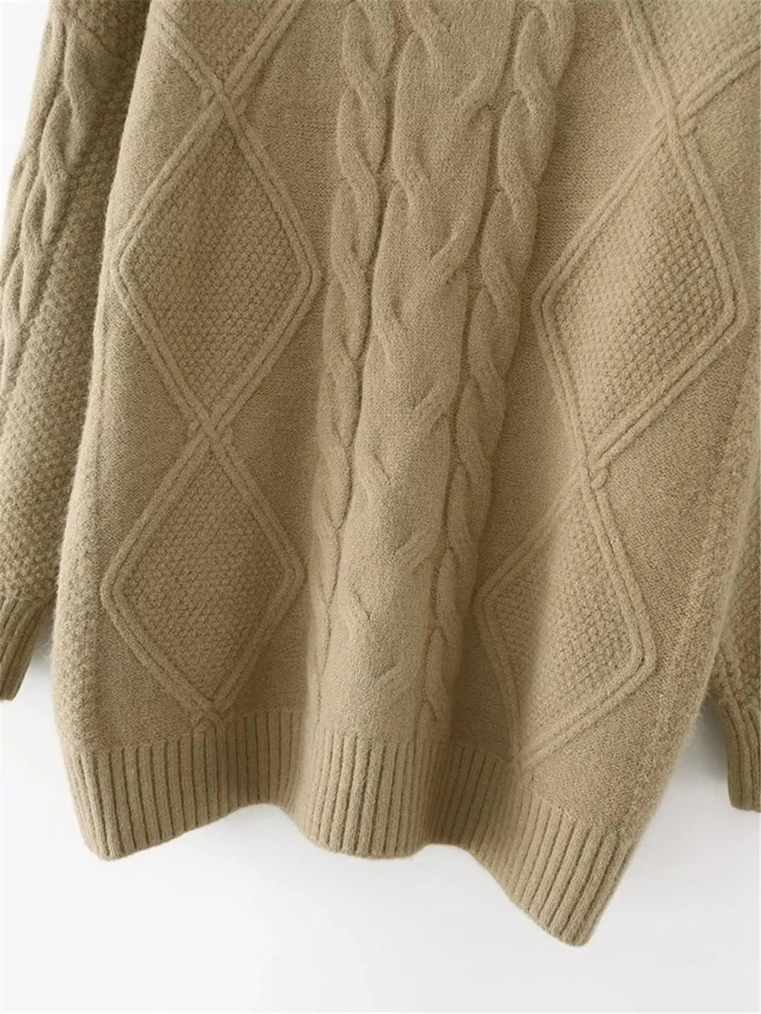 Women Twist Turtleneck Knitted Sweater Jumper Female Elegant Oversize Pullovers Chic Tops